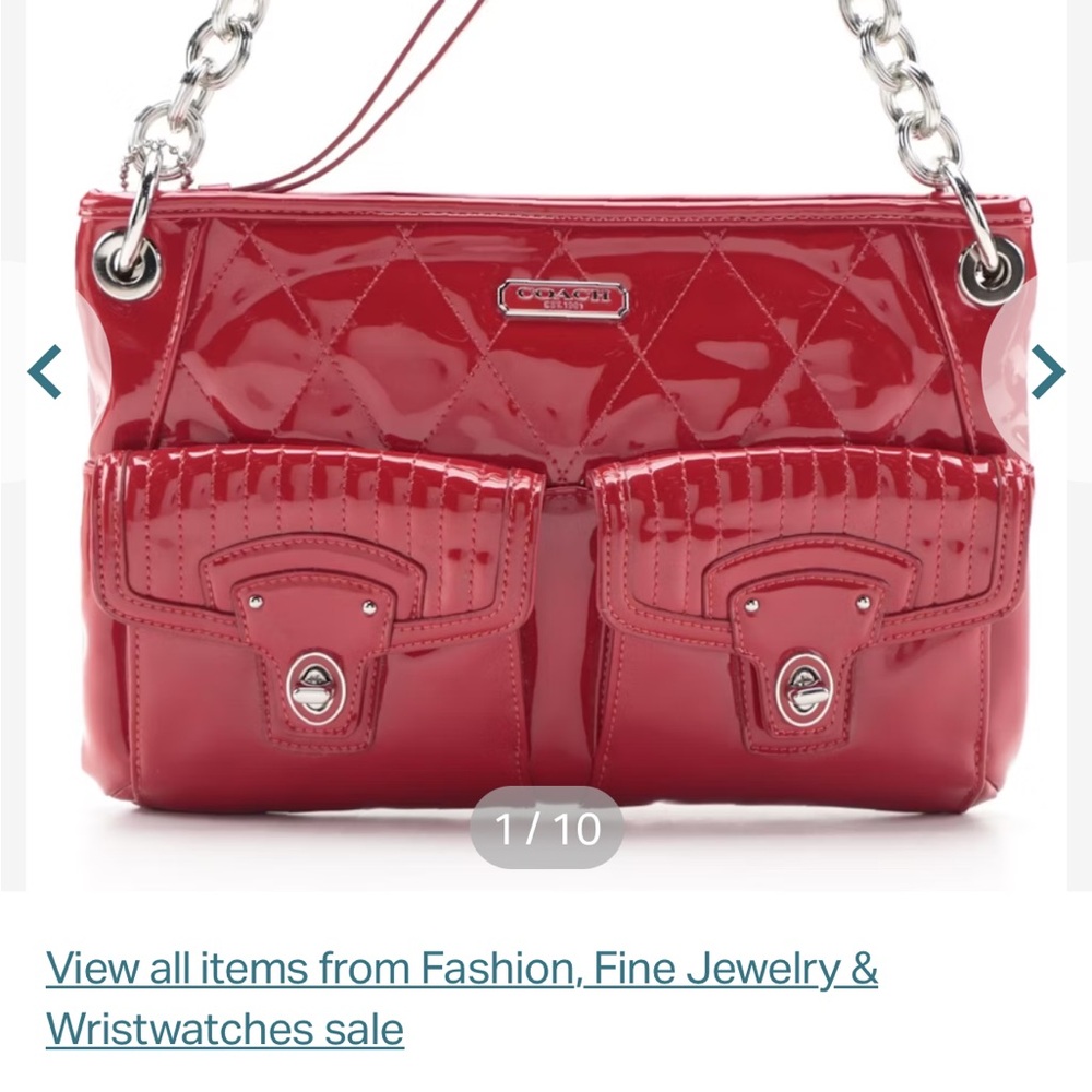 Coach Poppy Liquid Gloss Two-Way Hippie Bag in Red Patent Leather